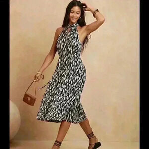 Banana Republic Twist-Neck Satin Midi Dress